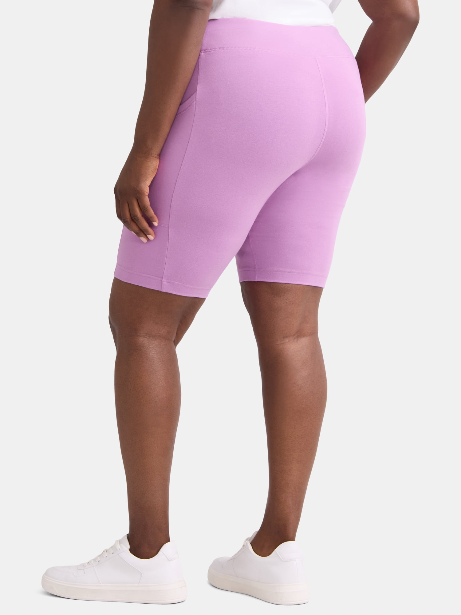 Terra & Sky Women’s Plus High Rise Biker Shorts with Pockets, 9” Inseam, Sizes 0X-4X