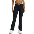 thumbnail image 2 of Mqqzkk Women's Flare Yoga Pants Crossed Rope Waist Leggings High Waisted Soft Comfy Workout Pants Dress Baseball Pants, 2 of 5