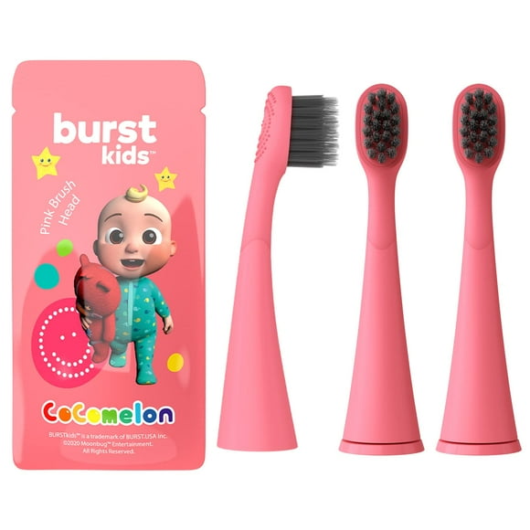Cocomelon X Burstkids Cabezales De Repuesto Para Cepillo De Dientes Eléctrico, Cerdas Suaves Con Infusión De Carbón Para Una Limpieza Profunda, Eliminación De Manchas, Sonrisa Saludable Y Aliento Fres