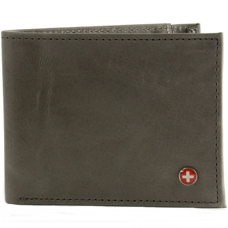Alpine Swiss Mens Thin Bifold Wallet Top Grain Leather EZ Access Outer Card (Best Thin Wallet Review)