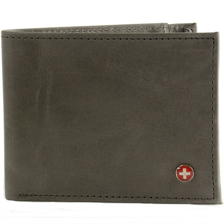 - Alpine Swiss Mens Thin Bifold Wallet Top Grain Leather EZ Access Outer Card Slot