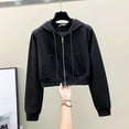 thumbnail image 6 of Women's Zip Up Hooded Sweatshirt Autumn New Cotton Long Sleeve Cardigan Jacket Oversized Slim-Fit Casual Pullover with Fashionable Streetwear Design for Daily Layering, 6 of 6
