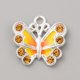 thumbnail image 1 of Alloy Enamel Pendants with Rhinestones Butterfly Charms Gold 21x22x3.7mm Hole: 2.5mm, 1 of 2