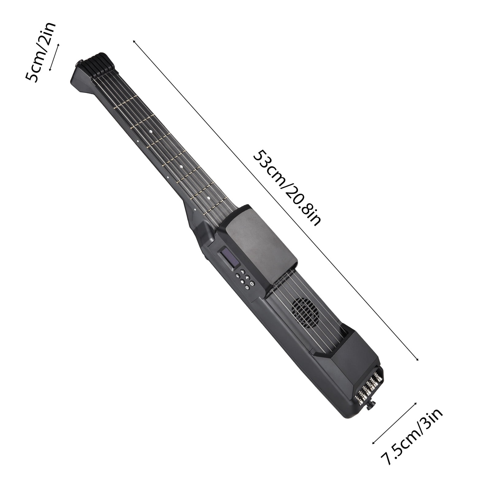 Small Guitar Midi 7 Frets Smart Electric Guitar Silent Practice Digital Tuner Metronome Function Pocket Portable Folk MIDI Multifunctional Guitar with Digital Capo for Beginners Travel Portable
