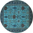 thumbnail image 1 of Ahgly Company Indoor Round Oriental Light Blue Industrial Area Rugs, 5' Round, 1 of 4
