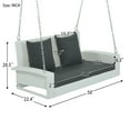 thumbnail image 5 of 2-Person Wicker Porch Hanging Swing, Outdoor Swing Bench Chair with Gray Cushions and Chains, Heavy Duty Hammock Chair for Backyard, Garden, Balcony, White, D7407, 5 of 12
