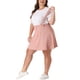 thumbnail image 4 of Agnes Orinda Women's Plus Size Adjustable Strap Jeans Suspender Cross Back Mini Denim A-Line Skirts Pink 3X, 4 of 6