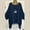 Blue, variant on Summer Women Retro Round Neck Short Sleeve Plain Baggy Blouse