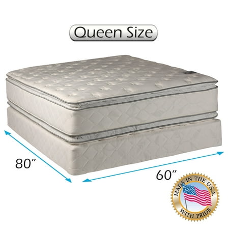 Serenity PillowTop Medium Soft Mattress set with Mattress Protector Included - Two Sided Sleep System with Enhanced Cushion Support, Fully Assembled by Dream Solutions USA (Queen