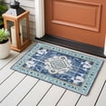 thumbnail image 5 of Blue Boho 2'x3' Washable Rug, Farmhouse Bohemian Medallion Oriental Flower Non-Slip Soft Doormat Area Rugs for Entrance Bathroom Bedsides, Carpet for Kitchen Bedroom, Entryway Floor Mat, 5 of 9
