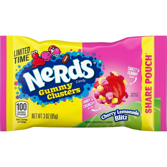 NERDS Gummy Clusters Candy, Cherry Lemonade, Crunchy and Gummy, 3 oz