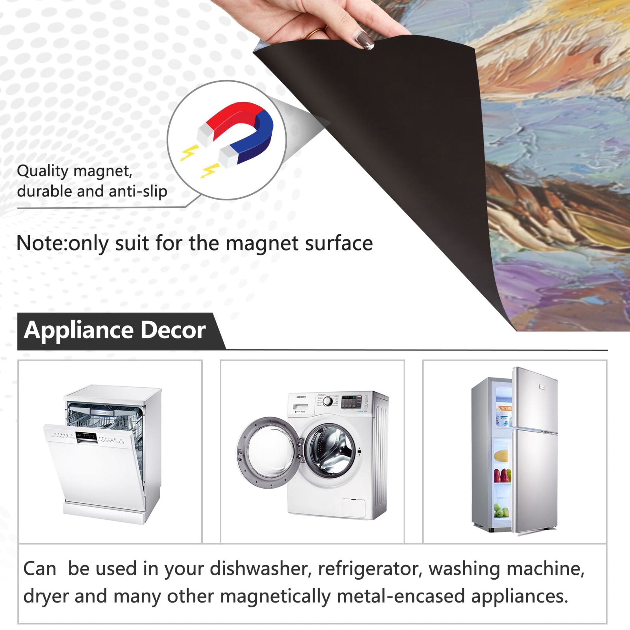 Dishwasher Magnetic Sticker 23x26 Inch Refrigerator Magnetic Sticker Washing Machine Magnetic Sticker Kitchen Panel Magnetic Sticker Home Decor Flower Basket Cat