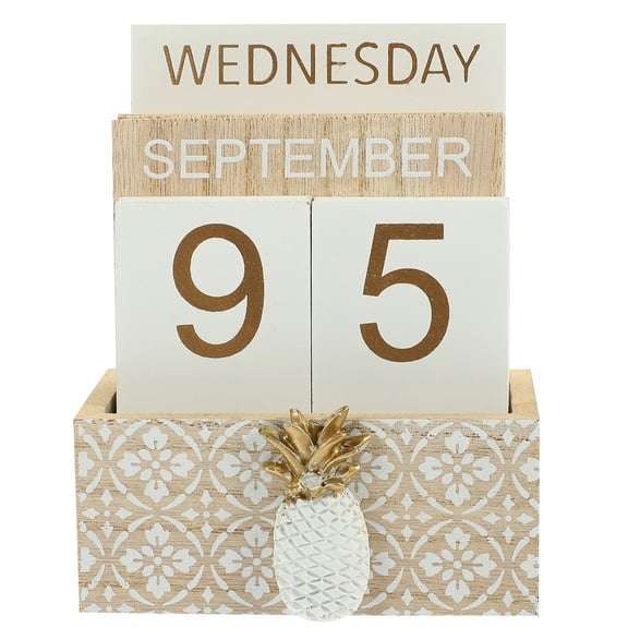 Calendars Decor for Kitchen Reusable Perpetual Calendar Tabletop Calendar Wooden Calendar Block Office