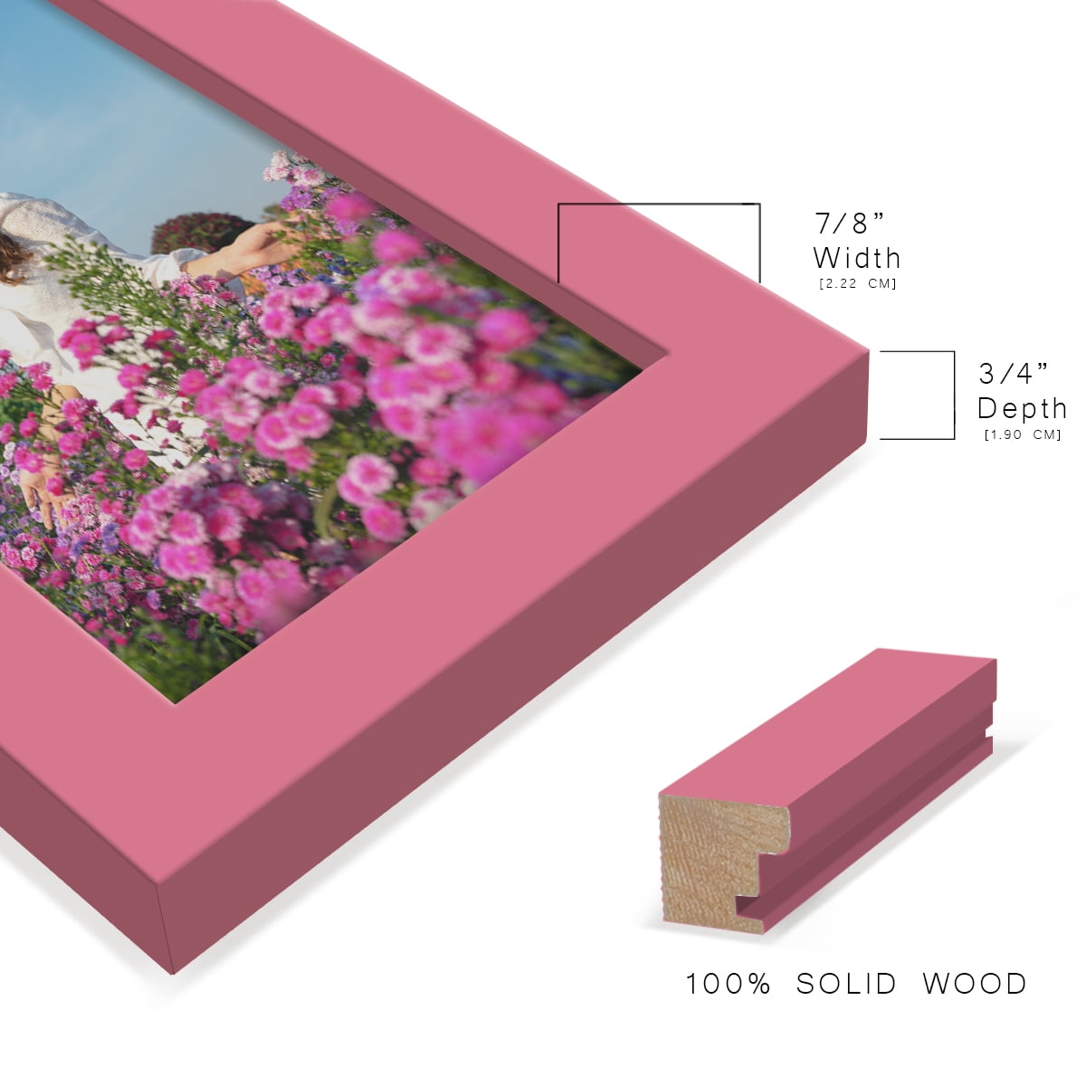 Modern Real Wood 4x6 inch Picture Frame in Hot Pink