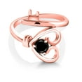 thumbnail image 2 of Gem Stone King 0.55 Ct Round Black Diamond 18K Rose Gold Plated Silver Heart Key Ring (Size 7), 2 of 4