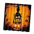thumbnail image 3 of simhoa Rideau de Douche en Polyester Imprimé Halloween Citrouille & Chat 2 Citrouille et Chat 2, 3 of 4