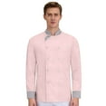 thumbnail image 2 of GrmtClth Chef Coat Men Double-Breasted Hombre Cook Jacket Long Sleeve Comfy Soft Restaurant Uniform Pink XL, 2 of 6
