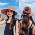 thumbnail image 2 of Hontri Sun Hat in Sale, Women's Outdoor Visor with Wavy Edge, Empty Top Hat, Travel Beach Sun Hat, Rolled Edge, Large Brim Straw Hat Beach Hat, 2 of 4