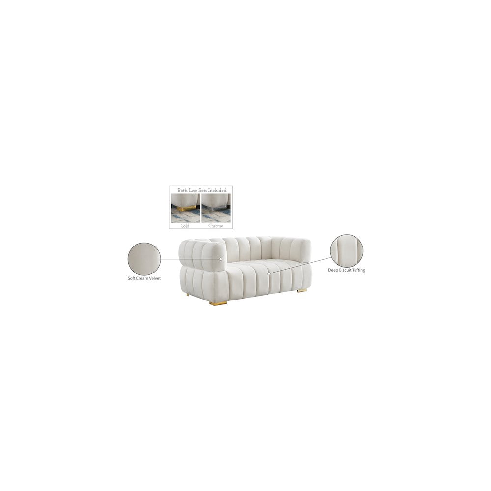 Meridian Furniture Gwen Cream Velvet Loveseat