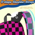 thumbnail image 5 of Pink and Black Checkered Pattern 17" School Backpacks for Teens,Waterproof Oxford Fabric,S-Shape Padded Straps for School,Travel,Hiking,Camping, 5 of 6