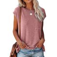 thumbnail image 1 of Fashnice Hauts d'Été pour Femmes Chemises à Manches Courtes Col Rond T-shirt Ample Quotidien Chandail Rose 2TG, 1 of 3