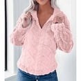 thumbnail image 4 of GigrtiJin Women's Oversized Plush Thick Warm Jackets Long Sleeves 1/4 Zipper Lapel Fleece Solid Color Loose Tops, 4 of 5