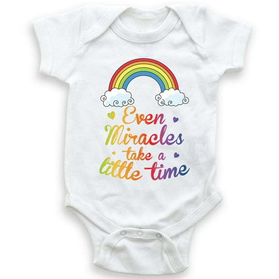 Ever Miracles Take A Little Time - Rainbow - Baby Bodysuit - Unisex Clothing - Baby Boy Girl - Pregnancy Announcement