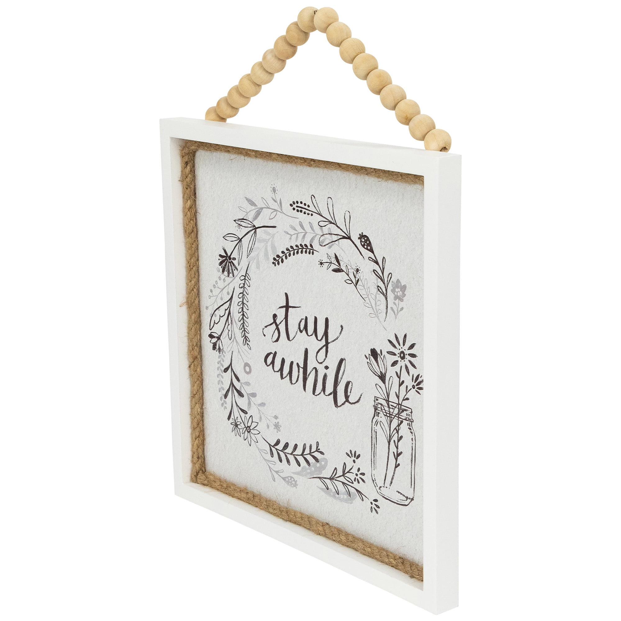 Northlight Floral Stay Awhile Framed Wall Sign - 11.75"