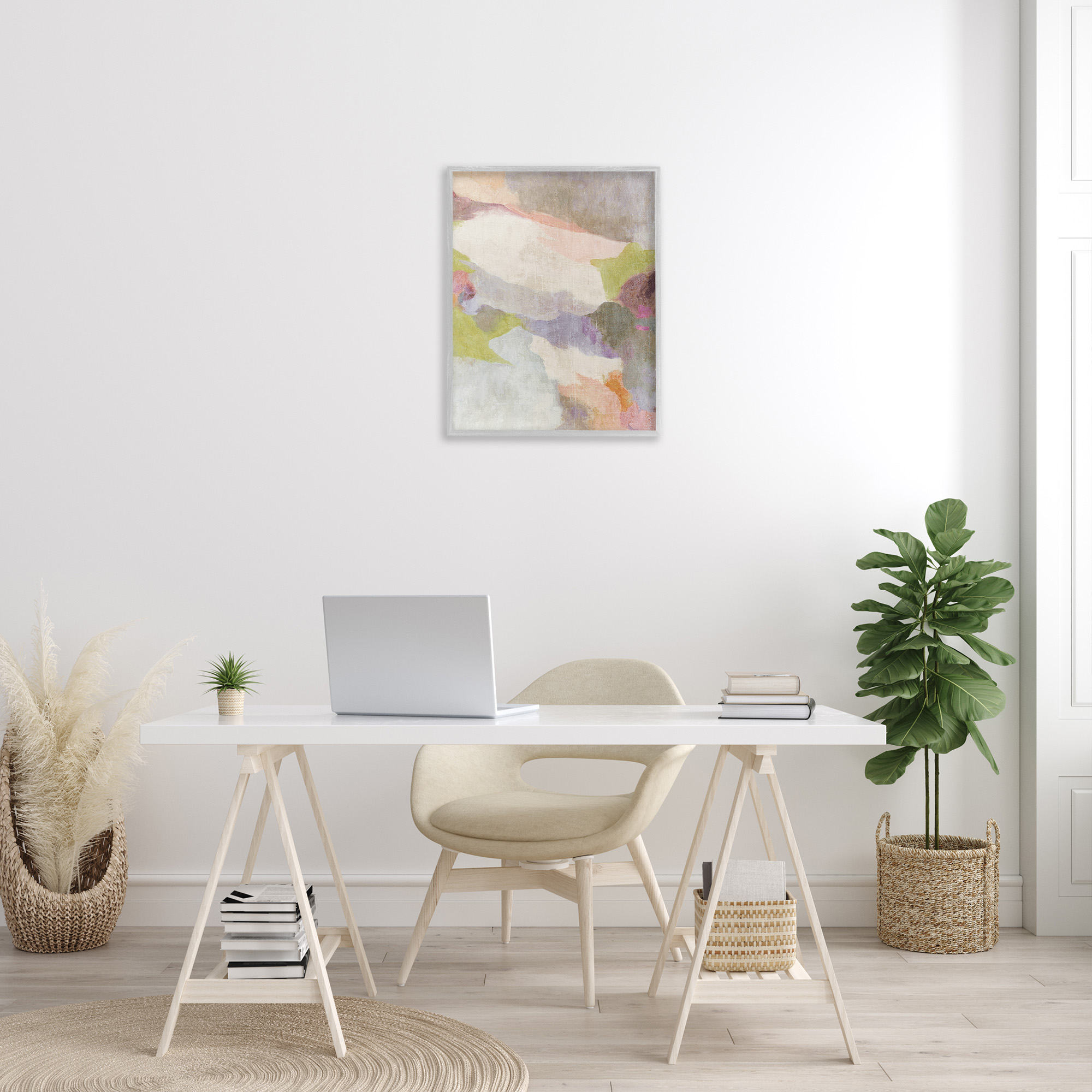 Stupell Industries Subtle Fluid Abstraction Abstract Painting Gray Framed Art Print Wall Art, 24 x 30
