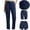 Navy women high waisted trousers with pockets a1, variant on Women Straight High Waisted Trousers with Pockets Casual Basic Long Pants for Ladies Office Work Vacation Loose Fit Stretchy Cotton Beach Travel Trousers, Navy L