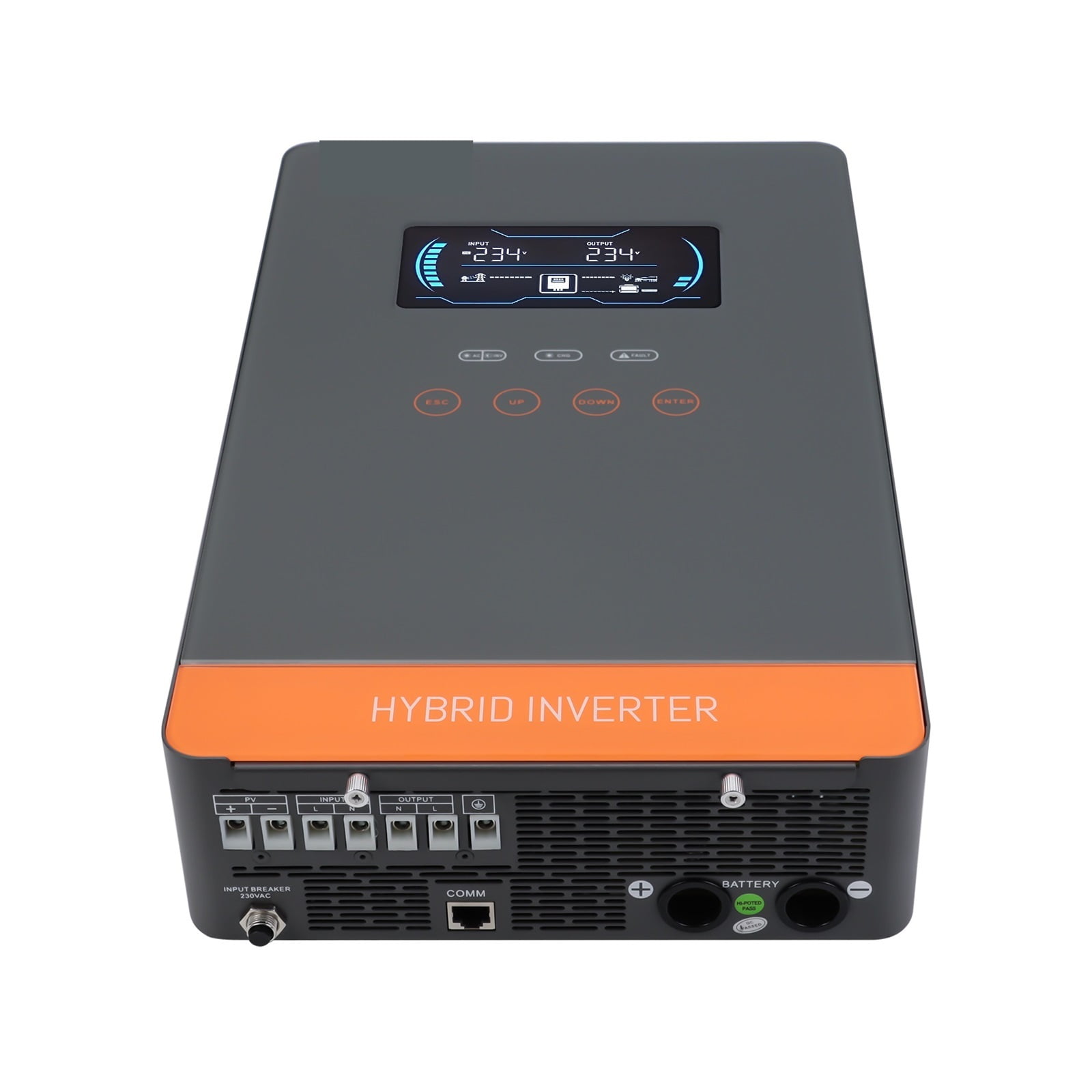 4500W 6500W Hybrid Solar Inverter 24V 48V 230VAC Off Grid Inverter With MPPT 150A Solar Charr 6.25 Inch Touch Button