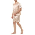 thumbnail image 4 of INSPIRE CHIC Mens Satin Pajama Sets Short Sleeves Summer 2 Piece Loungewear Sleepwears Nightwear S Rose Golden, 4 of 6