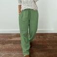 thumbnail image 6 of Guluxicc Pants for Women Cotton Linen Pants with Pockets Casual Loose Drawstring Elastic Waist Trousers, Green, S, 6 of 8