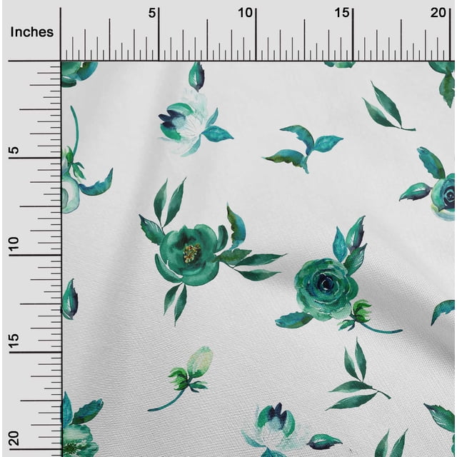 oneOone Viscose Chiffon Fabric Flower & Leaves Watercolor Decor Fabric Printed BTY 42 Inch Wide