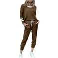 thumbnail image 6 of Edvintorg Travel Outfits for Women Long Sleeve Fashion Creweck Casual Pullover Tops and Drawstring Pants Matching Sets Women Clothing, 6 of 7