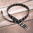 thumbnail image 3 of Punk Style Belt Double Rows Holes Waist Belt Simple Durable Belt for Women Man (Black), 3 of 9