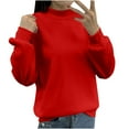 thumbnail image 5 of HOMBOM Sweatshirts For Women Plain Crew Neck Red Lightweight Long Sleeve Pullover Soft Casual Sweatshirt 4XL, 5 of 8