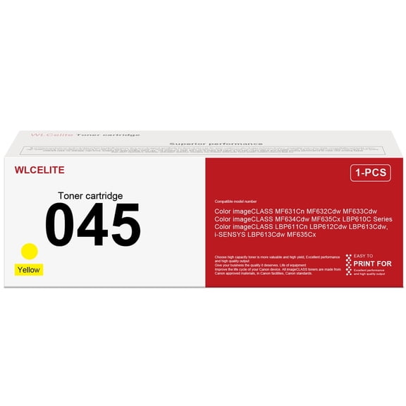 Yellow 045 Toner Compatible for Canon 045 Toner Cartridge High Yield for LBP613Cdw MF635Cx Printer