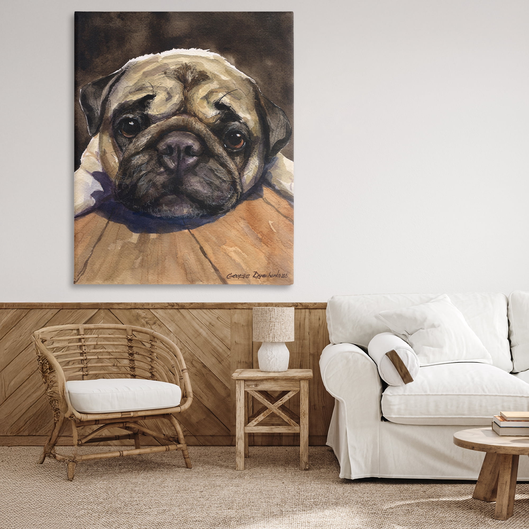 Stupell Industries Pug Soulful Portrait Canvas Wall Art, design by George Dyachenko