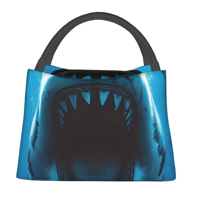 Fotbe Open-Mouthed Shark Bolsa Térmica Portátil con Estampado, Bolsa de Entrega de Alimentos Aislada, Bolsa Reutilizable de Gran Capacidad para Comidas y Supermercado