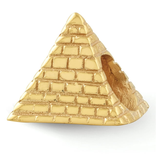 925 Sterling Silver Gold Plated Charm For Bracelet Pyramid Bead Gold-plated Travel