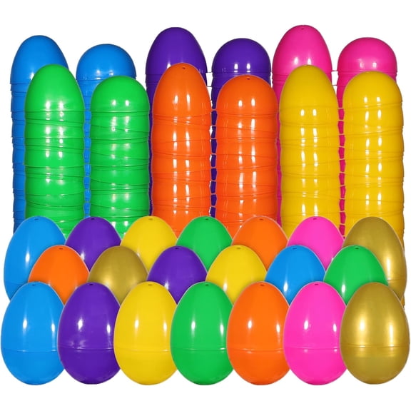 LessMo 72PCS 3.15" Easter Eggs Large Colorful Bright Plastic Easter Eggs Surprise Toys Blind Bags Assortment Empty Shells, Crafts Basket Stuffers for Party Hunt Games