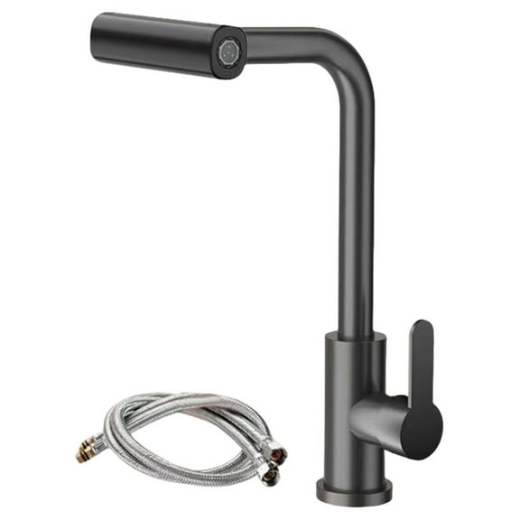Classic Single Handle Pull Out Faucet, Waterfall Stainless Steel Sink Faucet for Farmhouse Camper Laundry Rv Bar (Black)