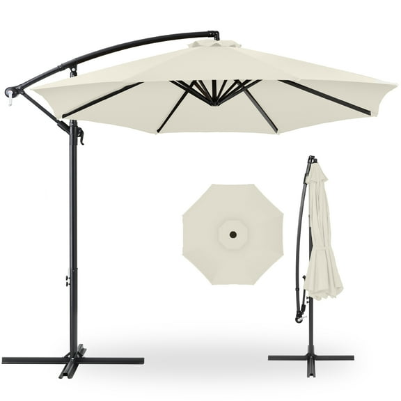 Best Choice Products 10ft Offset Hanging Outdoor Market Patio Umbrella w/ Easy Tilt Adjustment - Ivory