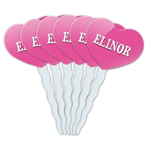 Elinor Heart Love Cupcake Picks Toppers - Set of 6