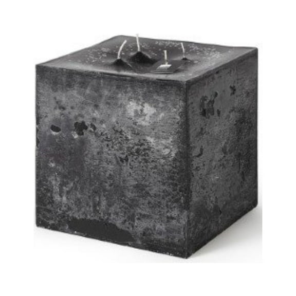 Contemporary Home Living 7.85" Black Square 4-Wick Solid Pillar Candle