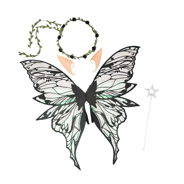 hada, accesorios para fotos festivales, regalo para niños, disfraz Halloween, encantador vestido elegante Negro