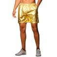 thumbnail image 4 of INSPIRE CHIC Metallic Shorts for Men's Elastic Drawstring Party Holographic Sparkly Shiny Hot Shorts with Pocket 34 Golden, 4 of 5