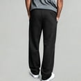 thumbnail image 4 of Men's Straight Leg Sweatpants Casual Wide Leg Joggers with Soft Drape for Gym Workout and Lounge Black L, 4 of 5