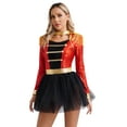 thumbnail image 3 of iixpin Womens Circus Ringmaster Costume Sequins Tulle Tutu Dress Halloween Cosplay Party Fancy Dress Red M, 3 of 7